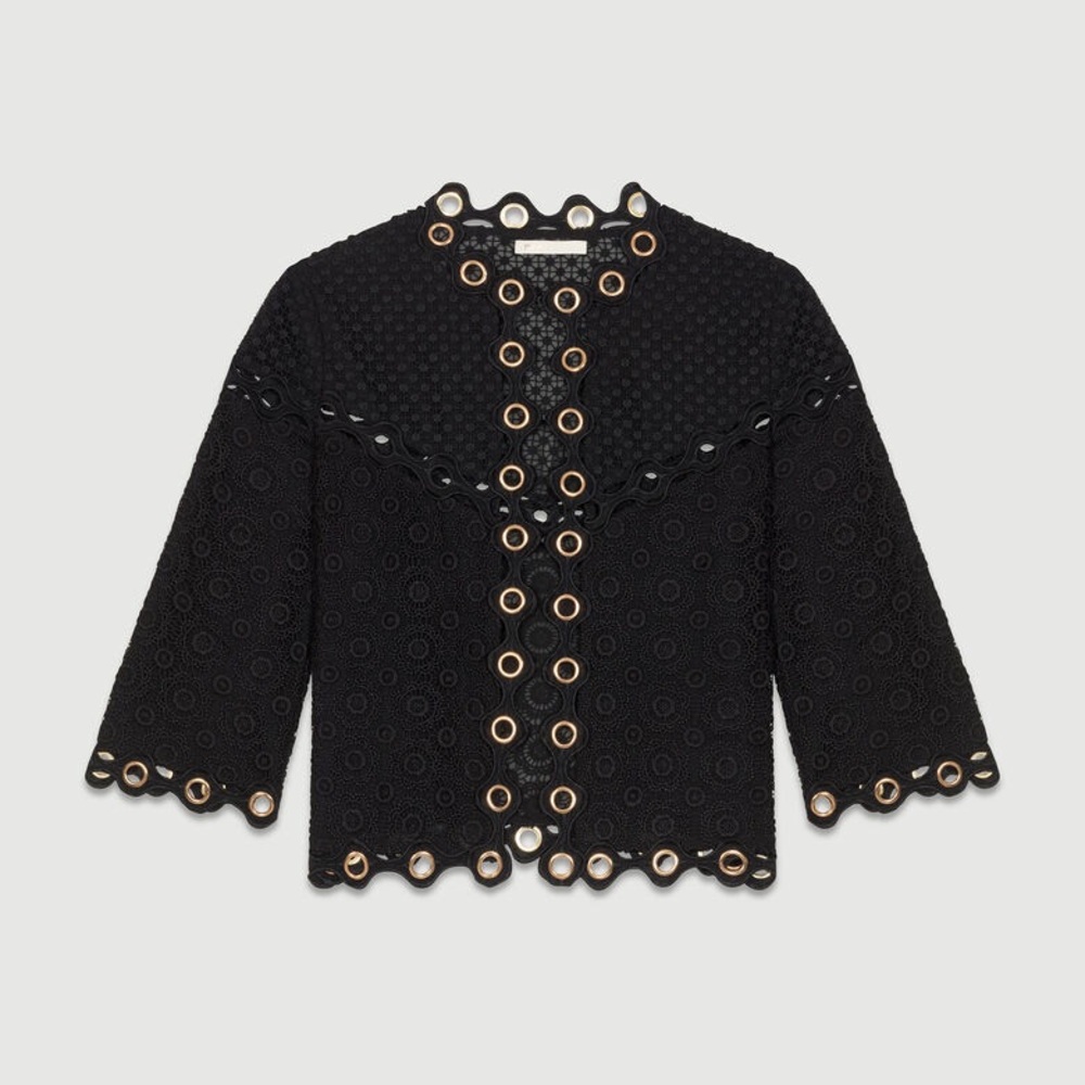 NEW Maje Guipure Lace Eyelet Cardigan